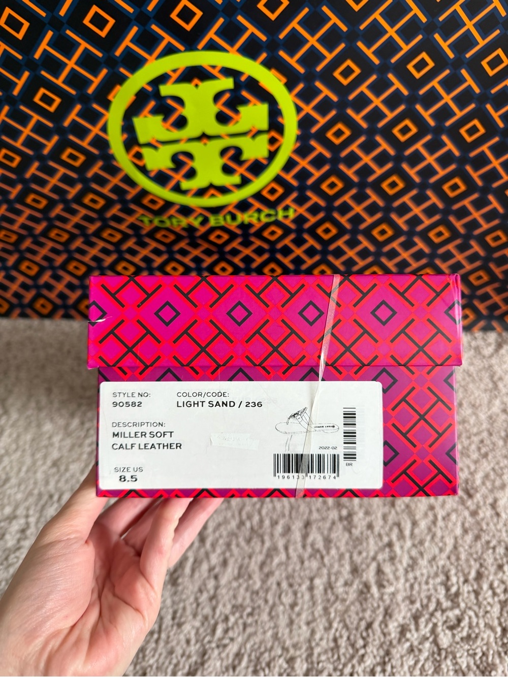 Tory Burch Miller Soft Leather Sandals Light Sand Size 8.5 Cream Pink - Picture 9 of 9